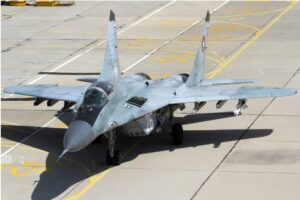 Commercial and military aircraft in high altitude